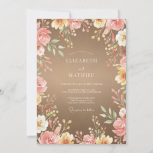 Handbemalte Terrakotta-Wildblumen-Hochzeit Einladung