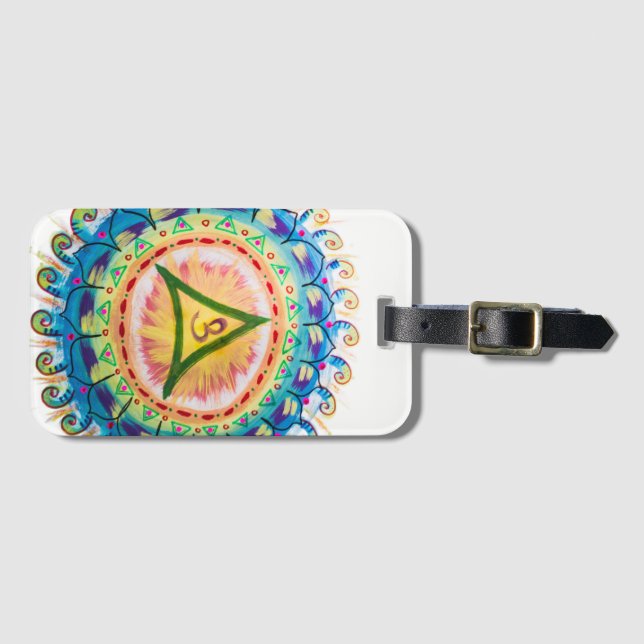 Handbemalte Wasserfarbe Om Mandala Gepäckanhänger (Vorderseite (Horizontal))