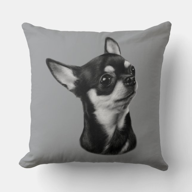 Handbemalter Chihuahua Kissen (Vorderseite)