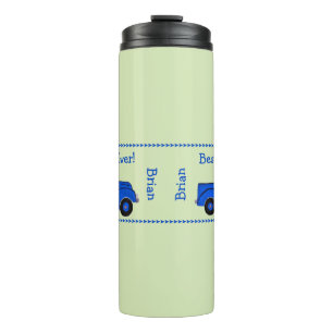 Handbemalter Lastwagen im Vintage-Look in Blau NAM Thermosbecher