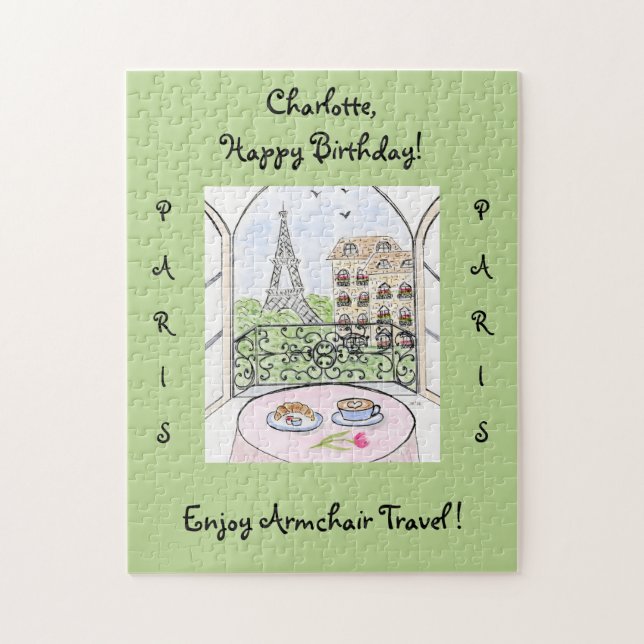 Handbemalter Turm CUSTOMIZE Paris Eiffelturm Puzzle (Vertikal)