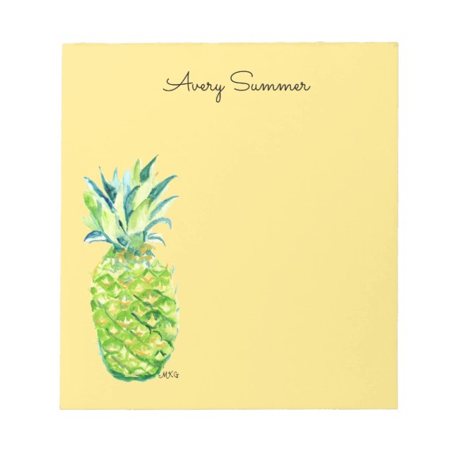Handbemaltes Ananas-Gelb-Einkaufszettel Notizblock (Vorderseite)