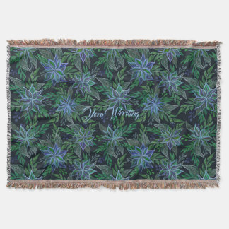 Handbemaltes Blumenblau Nahtloses Muster Decke