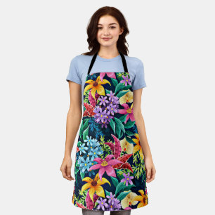 Handbemaltes exotisches Blumenmuster-23001 Schürze