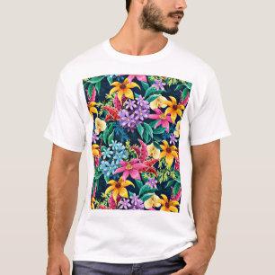 Handbemaltes exotisches Blumenmuster-23001 T-Shirt
