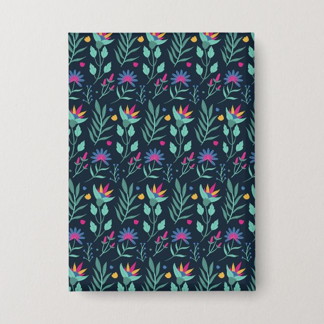 Handbemaltes exotisches Blumenmuster-23206 Button (Vorderseite)