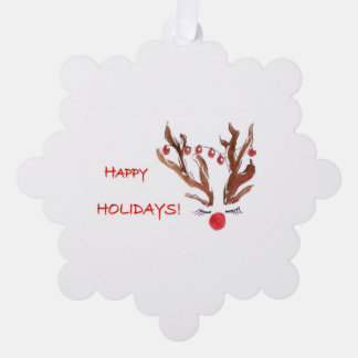 Handbemaltes Rentier-Weihnachtsschmuck Ornament Karte