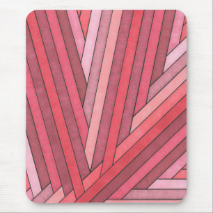 Handbemaltes rotes geometrisches Streifendesign Mousepad