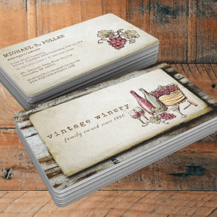 Handbemaltes Vintage Weingut Winzerei Visitenkarte