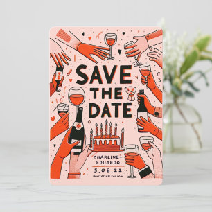Handbemalung Funky Retro Zeitgenössisch Save The Date