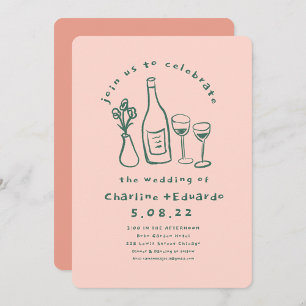 Handbemalung Retro Moderne Kunst Hochzeit Einladung