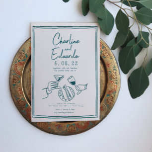 Handbemalung Retro Zeitgenössische Kunst Hochzeit Einladung