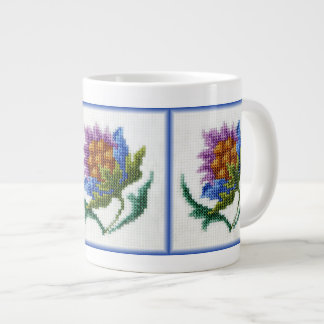 Handbestickte helle Blume Jumbo-Tasse