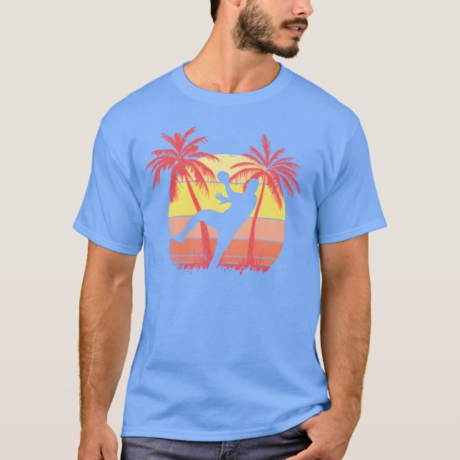 Handbollhrow Male Summer Sunset 80s Palm funny T-Shirt (Vorderseite)