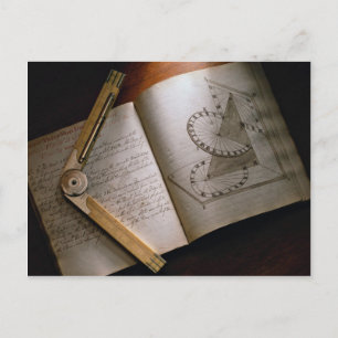 Handbuch und Lineal des viktorianischen Architekte Postkarte