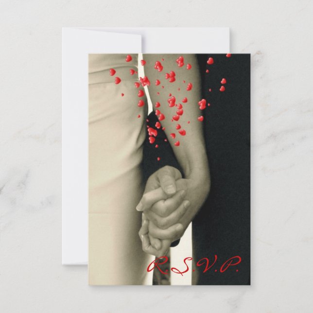 Händchen Balack weiß Hochzeit RSVP Reaktion (Vorderseite)