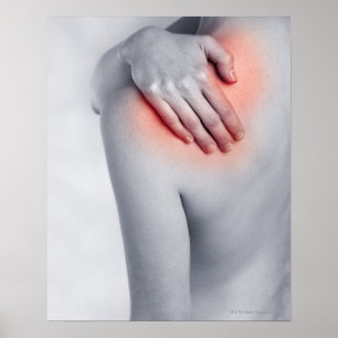 Händchen, die die Schulter halten und massieren Poster