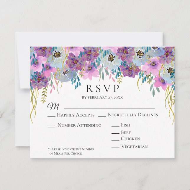 *~* Händchen Rosa Blume Weiße Hochzeit RSVP Karte (Vorderseite)