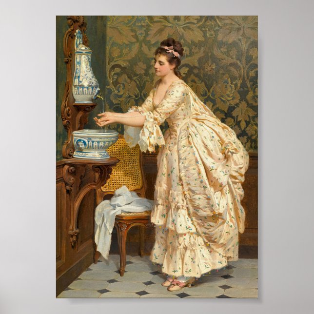 Händchen waschen, Vintages Portrait Poster (Vorne)