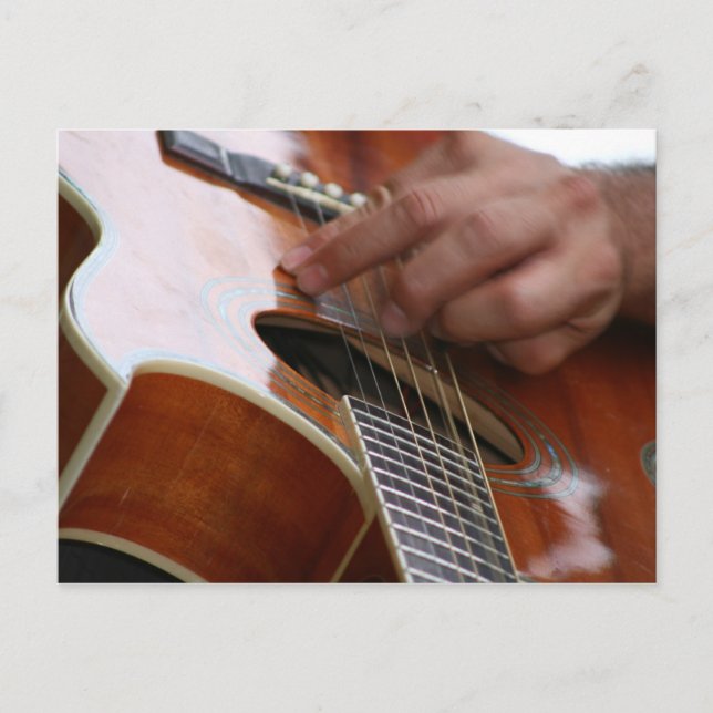 Händchenhalter auf akustischer Gitarre Postkarte (Vorderseite)