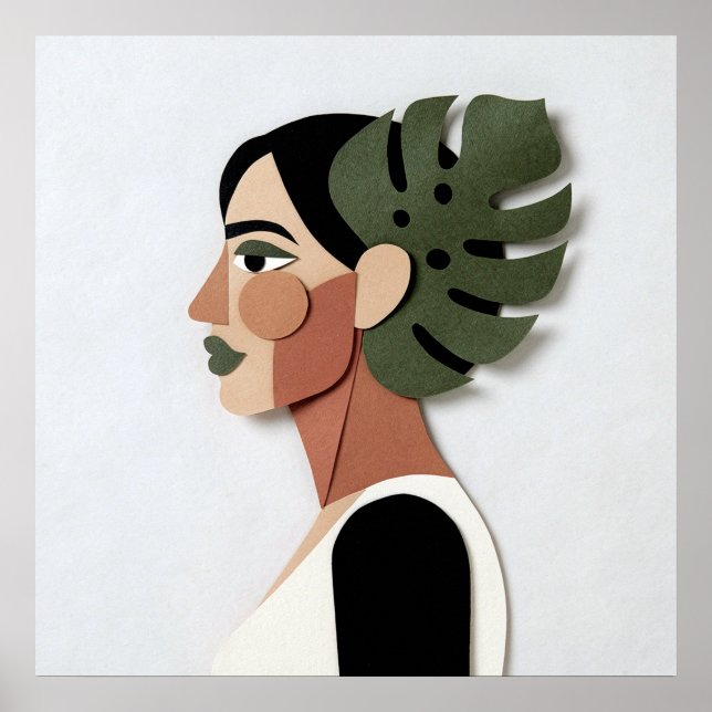 Handcrafted Paper-Cut Portrait in Forest Poster (Vorne)