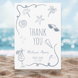 HandDrawn Beach Doodle Thank You Bridal Shower Dankeskarte
