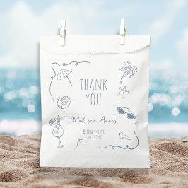 HandDrawn Beach Doodle Thank You Bridal Shower Geschenktütchen