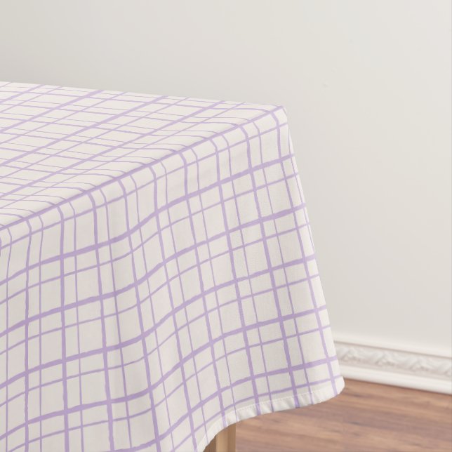 HandDrawn Organic Grid Check Dusty Lilac Tischdecke (Beispiel)