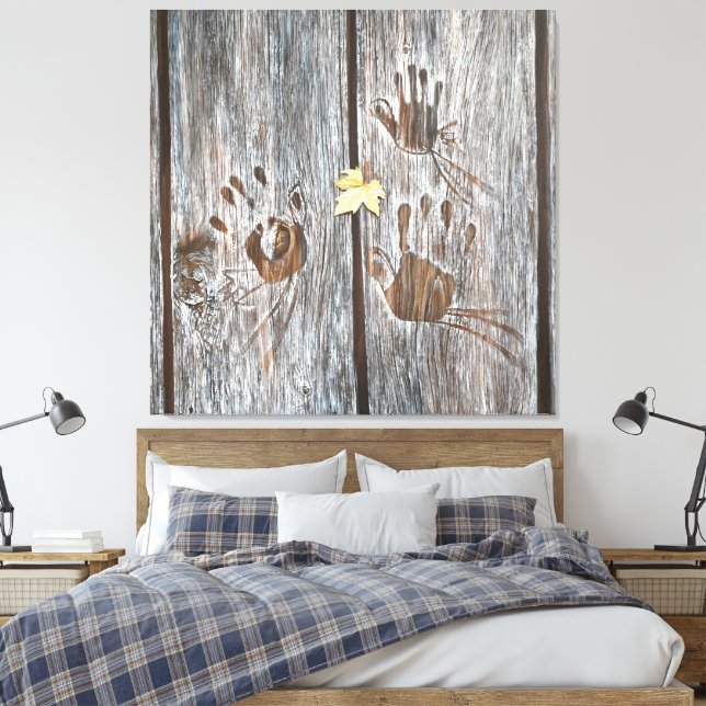 Handdrucke Vögel auf Holzkarten mit Herbstleaf Leinwanddruck (Insitu (Schlafzimmer))