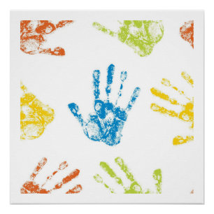 Handdrucke von Kindern in Farbe Poster
