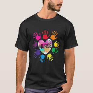 Handdrucken für die Herzfarbe, Pflegestudio T-Shirt