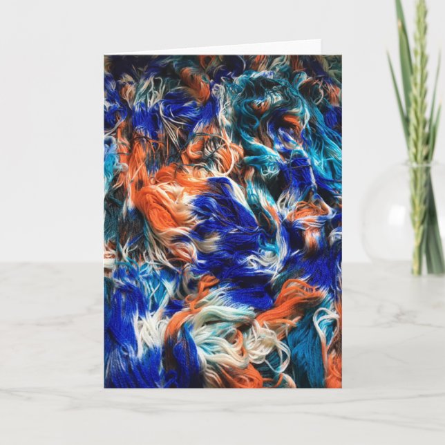 Handdylierte Kingfisher-Garnkarte Karte (Vorderseite)