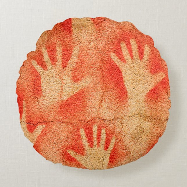 Hände auf der Wallfahrtskirche, aborigine-Kunst, A Rundes Kissen (Vorderseite)