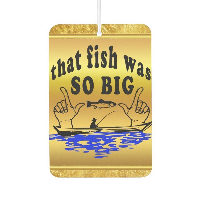 Hände auseinander zeigen einen Fisch und ein Boot  Autolufterfrischer (Vorderseite)