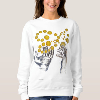 Hände ausgestreckt mit Golden Globes Sweatshirt