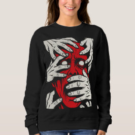 Hände bedecken Gesicht Horror Roter Dämon Kunst Sweatshirt