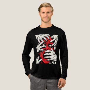 Hände bedecken Gesicht Horror Roter Dämon Kunst Tri-Blend Shirt