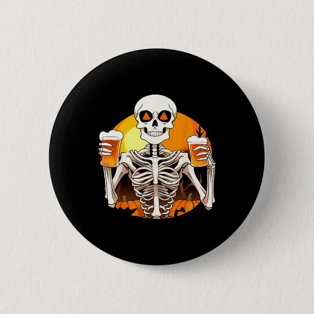 Hände Beer Funny Drinking Halloween Frauen Button (Vorderseite)