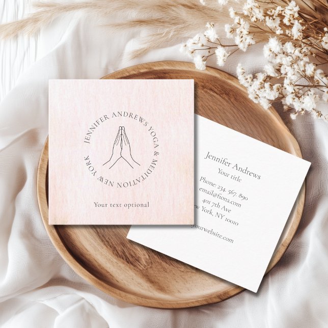 Hände Beige Rosa Quadratische Visitenkarte (Hands Illustration Beige Pink Business Cards)