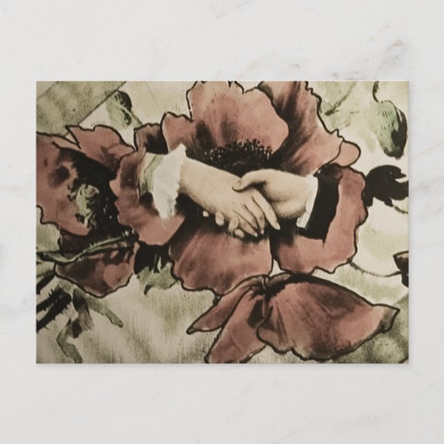 Hände Berühren Vintage Zauberlängen-Schiebeschleif Postkarte (Vorderseite)