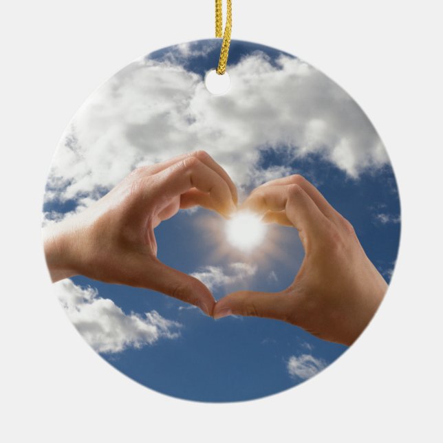 Hände der Liebe Keramik Ornament (Vorne)