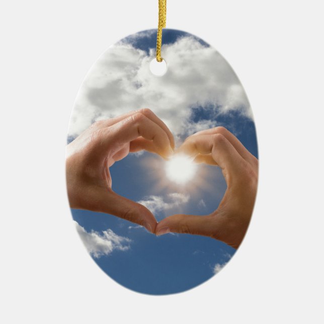 Hände der Liebe Keramik Ornament (Vorne)