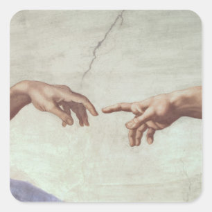 Hände des Gottes und des Adams Quadratischer Aufkleber