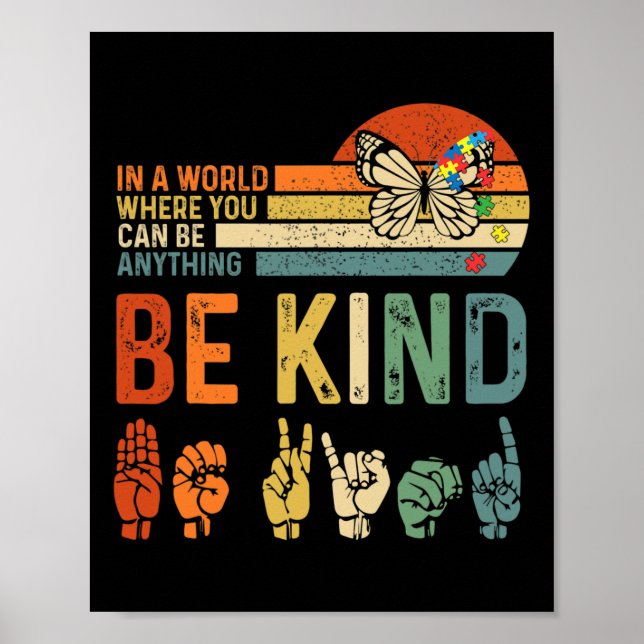 Hände des Weltautismus Sensibilitätstages Zeichen  Poster (Vorne)