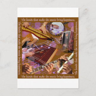 Hände, die die Musik machen ..Glück machen (braun) Postkarte