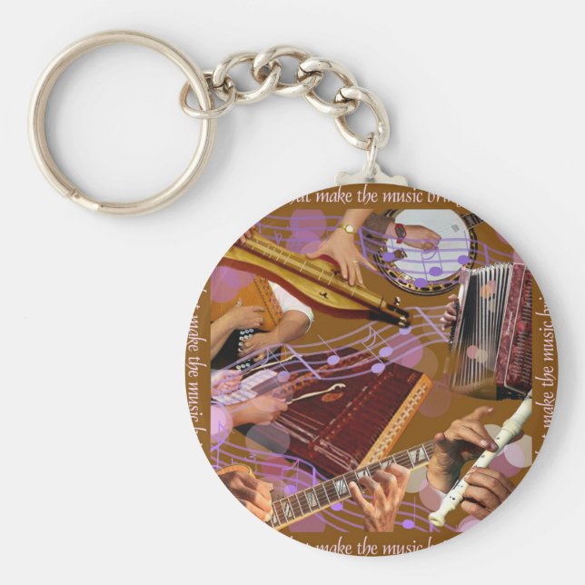 Hände, die die Musik machen ..Glück machen (braun) Schlüsselanhänger (Vorne)