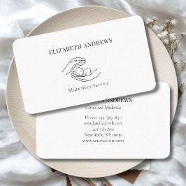 Hände, die ein Baby-simpel-modern halten Visitenkarte