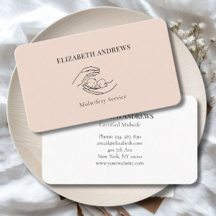 Hände, die ein Baby-simpel-modern halten Visitenkarte