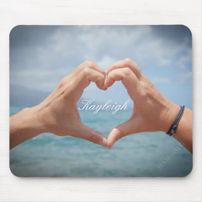 Hände, die ein Herz-Mousepad bilden - heller Hinte Mousepad (Vorne)