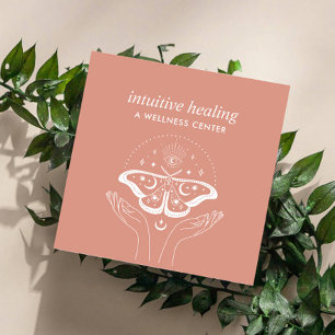 Hände Dritter EYE Moon Moth Yoga Spiritueller Coac Quadratische Visitenkarte